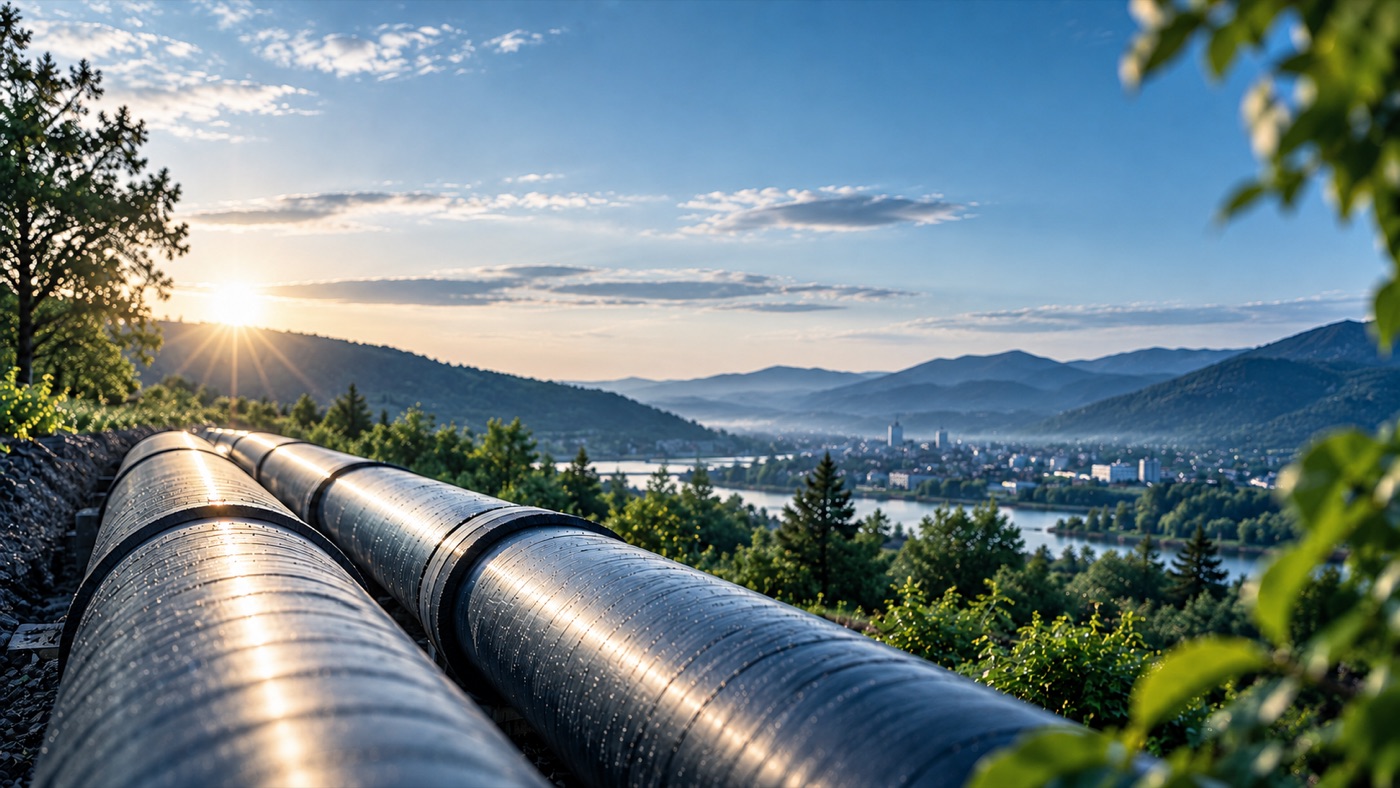 Pipeline-Infrastruktur bei Sonnenuntergang